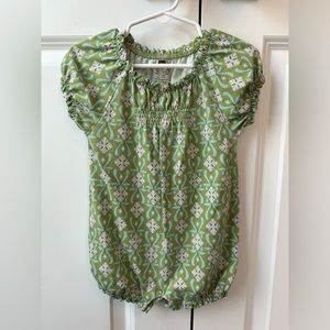 Tea Collection Green Floral Romper (Size 12-18 Months)